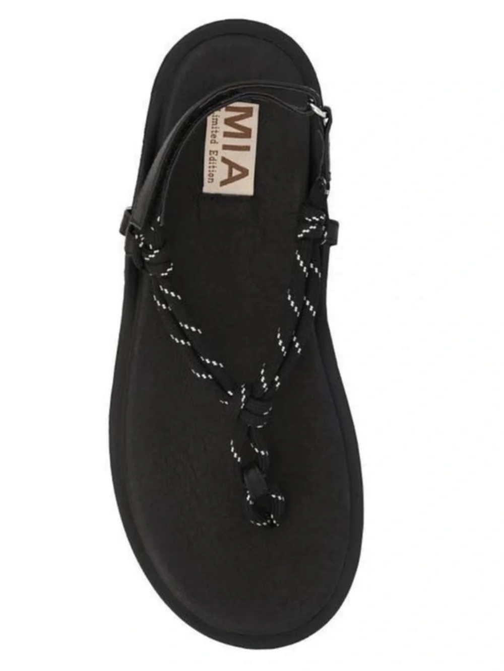 NEW MIA Harbor Strappy Flat Limited Edition Black Paracord Cord Sandals Size 10